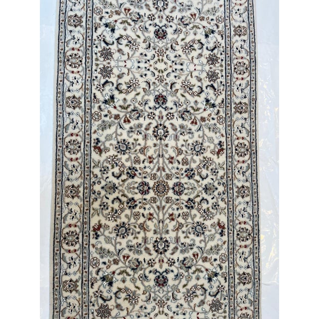 Silk and Wool pile very fine Persian Nain style runner hand woven in India -