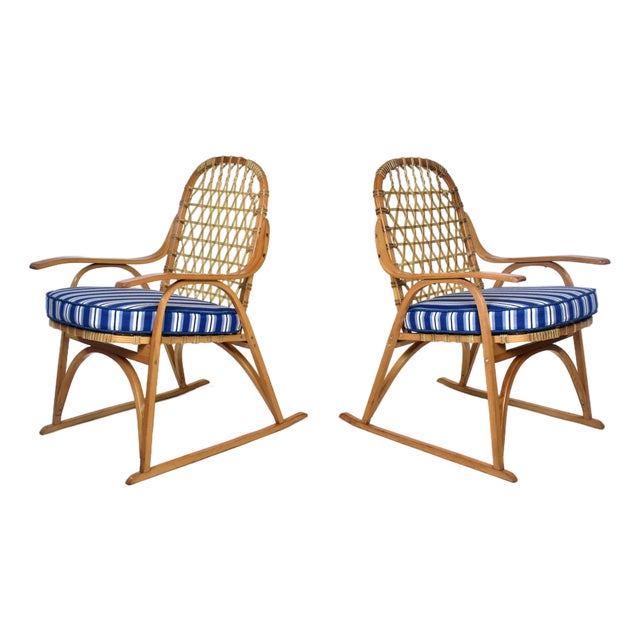 Vintage Snowshoe Arm Chairs by SnoCraft, Norway Maine For Sale