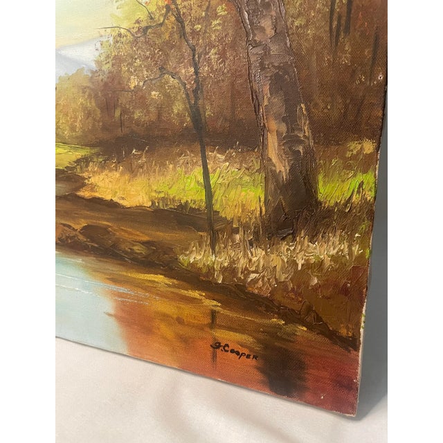Burnt Orange Vintage Traditional Impressionist Still Life Autumn Landscape Original Oil Painting, Chartreuse, Copper, Orange For Sale - Image 8 of 11