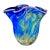 Large Blue Swirl Ruffled Handkerchief Art Glass Vase | Studio Glass Fazzoletto 15"h Artist Signed For Sale