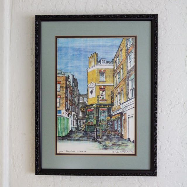 1980s Illustration of Shepherd Market Ye Old Grapes and Sofra in Mayfair London For Sale - Image 5 of 11