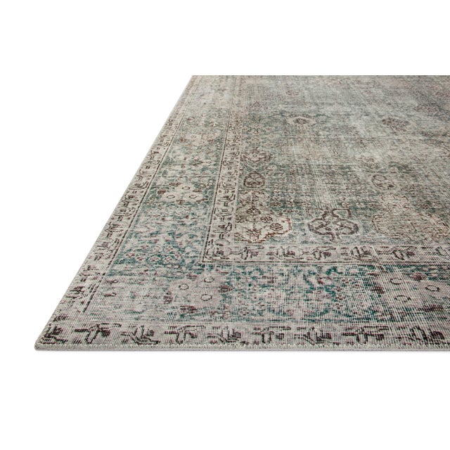Traditional Chris Loves Julia x Loloi Jules Emerald / Antique Ivory 3'-6" x 5'-6" Accent Rug For Sale - Image 3 of 8
