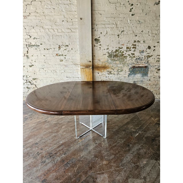 Vladimir Kagan Vladimir Kagan Walnut and Acrylic Custom Dining Table - 102 Inches For Sale - Image 4 of 18