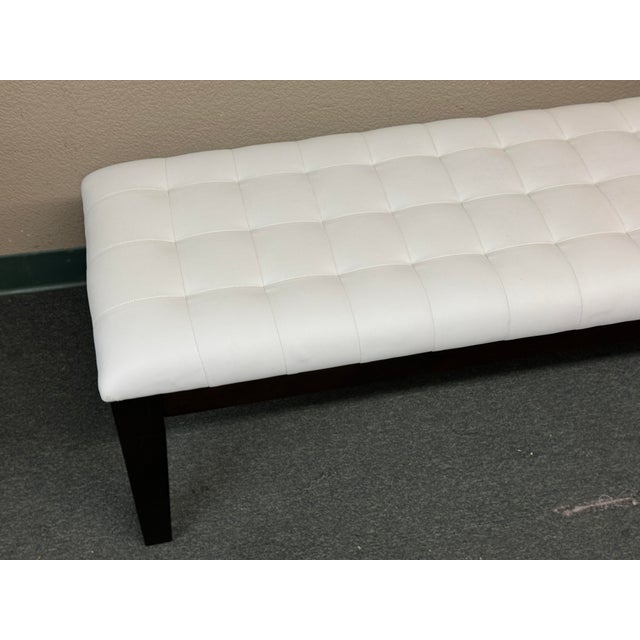 Contemporary White Leather Tufted Bench Chairish