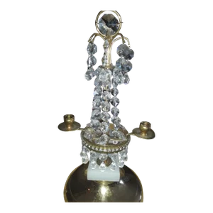 Vintage Neoclassical Style Ormolu/ Crystal 2 Lite Candle Holder /Candelabra