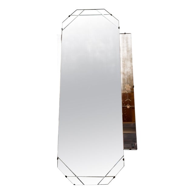 Large Art Deco Peach Glass Flower Petal Mirror, 1920s For Sale