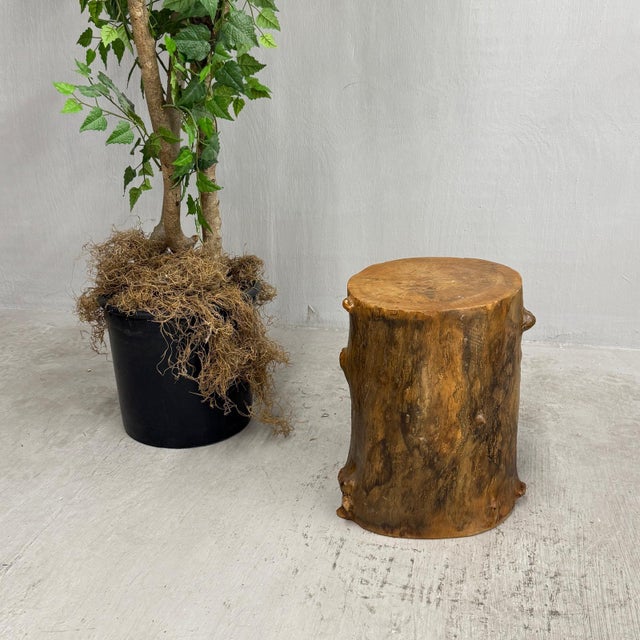 Mid 20th Century Mid 20th Century Skinny Golden Brown Reclaimed Tree Trunk Side Pedestal Table For Sale - Image 5 of 8
