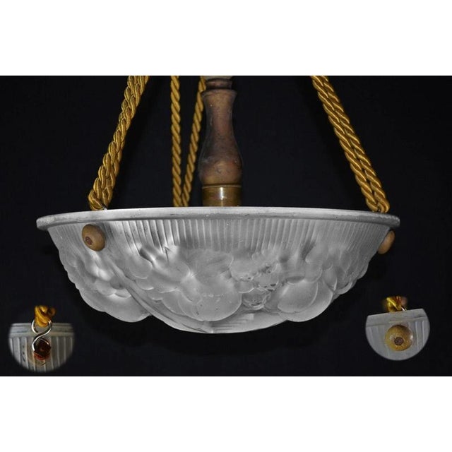 19th Century Art Deco French Croismare Glass Plafonnier with Silk Rope and Bronze Fittings, 1890s For Sale - Image 5 of 14