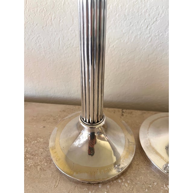 Silver Pair of Antique European 800 Fine Silver Corinthian Column Candlesticks For Sale - Image 8 of 10