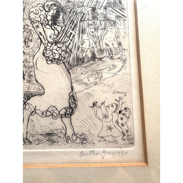 Contemporary Anthony Gross 1930 Etching in Original Frame For Sale - Image 3 of 4