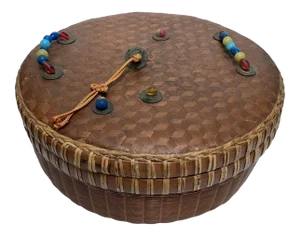 Antique Chinese Sewing Basket With Peking Glass Beads
