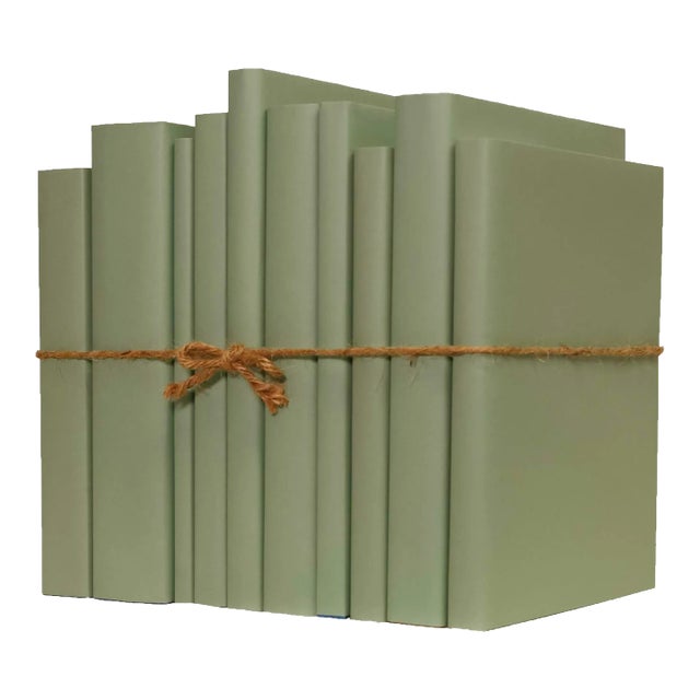 Decorative Books - Spanish Moss Oversized Paper Wrapped Book Bundle - 1 Foot of Green Books For Sale