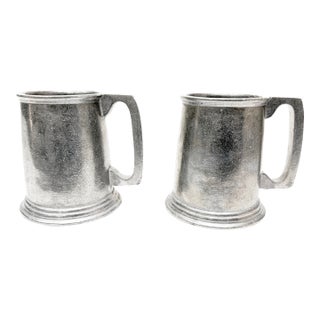 1960s Mid Century Modern Wilton Armetale RWP Large Metal Mugs - A Pair For Sale
