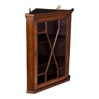 Small Antique Corner Cabinet, English, Glazed Display Cupboard, Edwardian, 1910 For Sale
