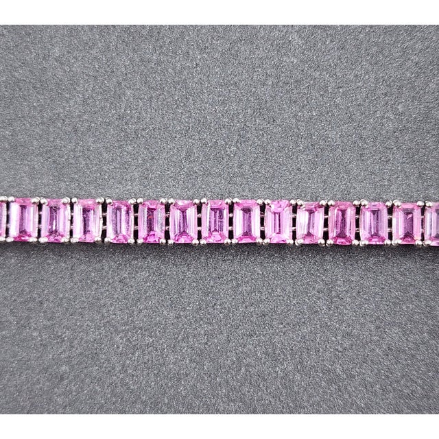 Metal 17.60 Ct Natural Pink Sapphire Bracelet For Sale - Image 7 of 9