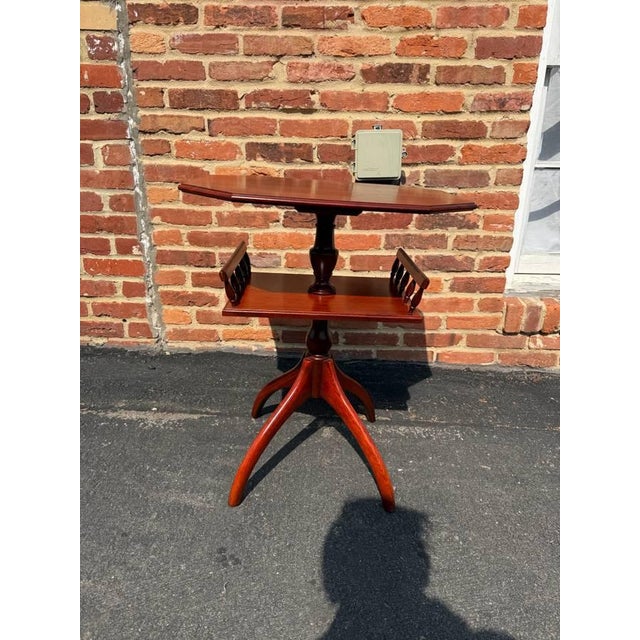 Vintage English Regency Style Mahogany Spider Leg Two Tier Side Table For Sale - Image 10 of 16