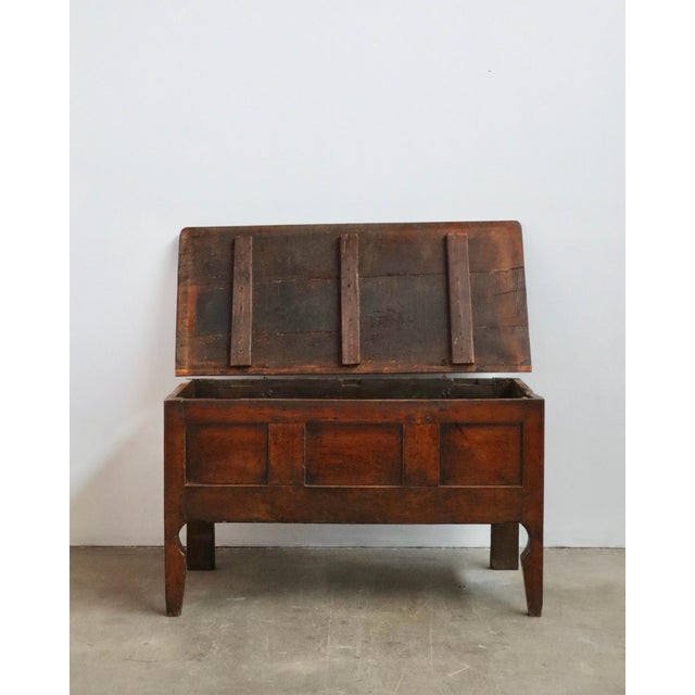 Late 19th Century French Pine Coffer With Hand-Forged Iron Hinges For Sale - Image 9 of 9