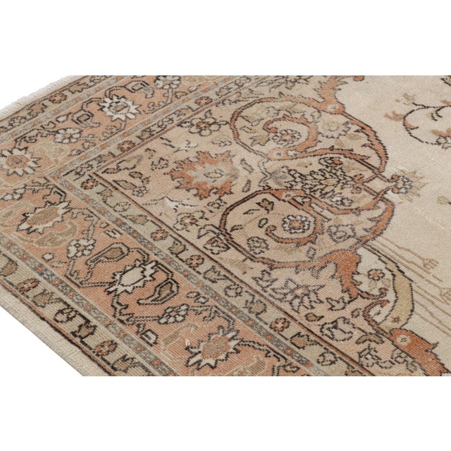 Antique Turkish Hereke Rug, Brown and Beige Floral Medallion - Rug & Kilim For Sale In New York - Image 6 of 8
