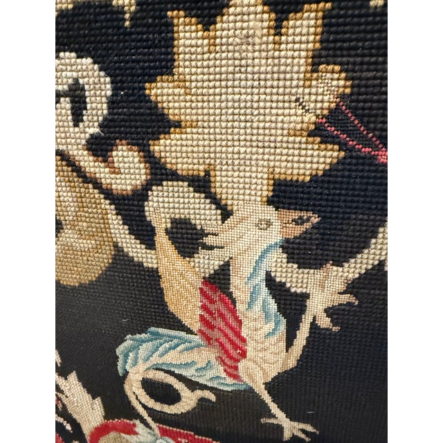 Embossed Leather and Needlepoint 2 Panel Screen For Sale In Los Angeles - Image 6 of 14