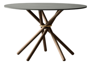 Hector Dining Table 120 with Concrete Top and Dark Oak Legs by Eberhart Furniture