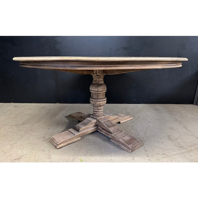 Large Farmhouse Round Dining Table in Oak, 1940 For Sale - Image 15 of 18