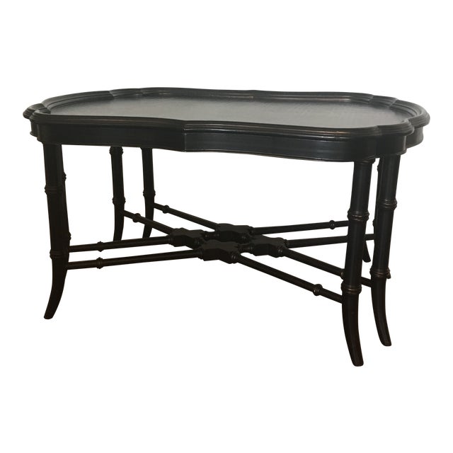 Ethan Allen Black Chinoiserie Coffee Table Chairish