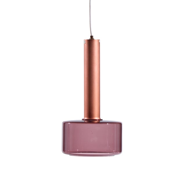 Mid-Century Modern Tapio Wirkkala for Idman Finnish Glass Pendant Light - Cranberry For Sale - Image 3 of 5