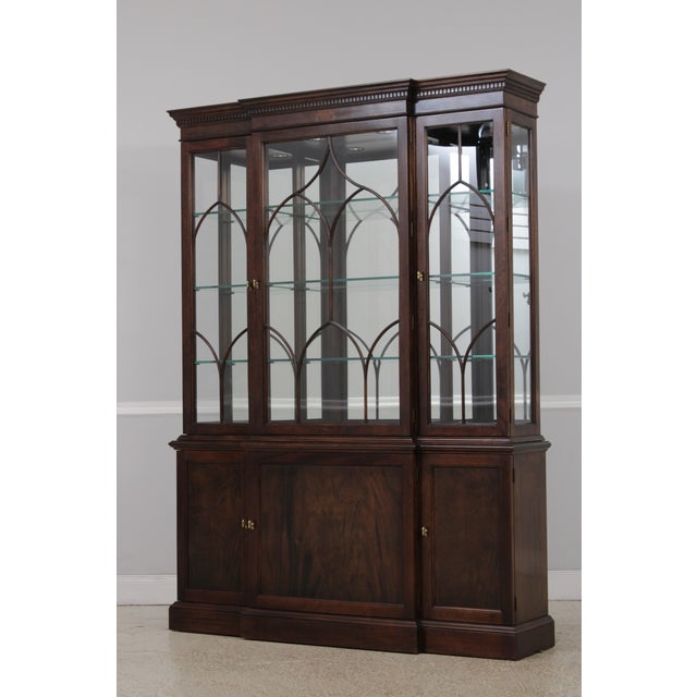 Traditional Stickley 3 Door Mahogany China Cabinet For Sale - Image 3 of 18