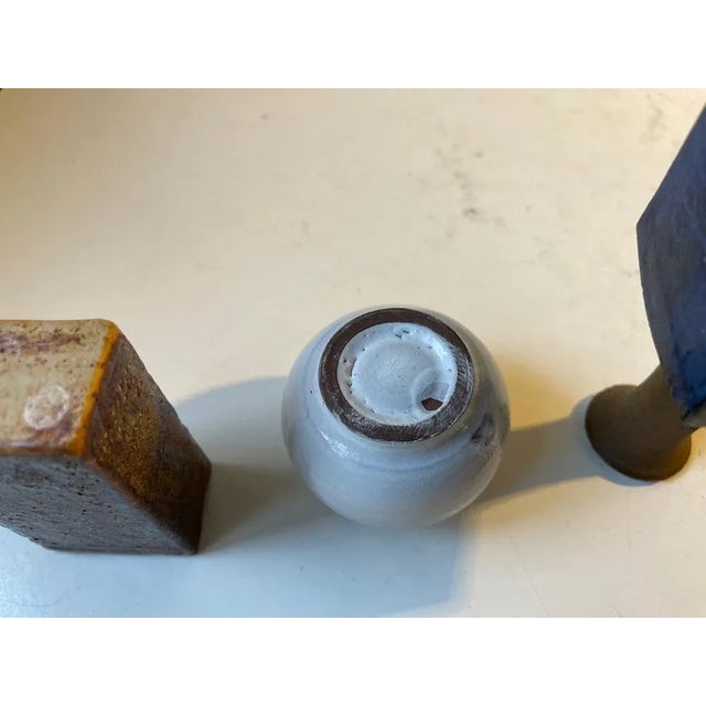 Scandinavian Modern Glazed Ceramic Studio Vases, 1960s, Set of 3 For Sale - Image 11 of 13