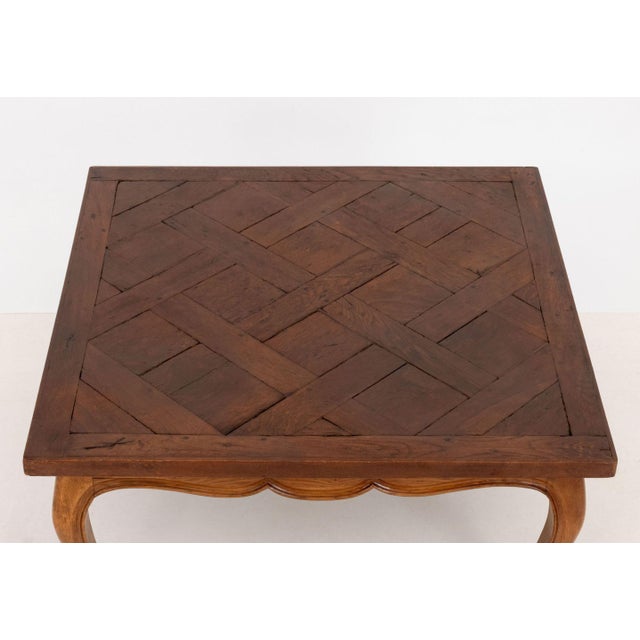 French Provincial French Provincial Style Parquetry Top Oak Coffee Table For Sale - Image 3 of 6
