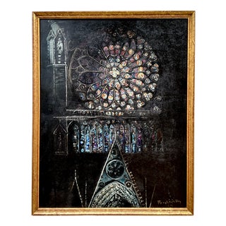 Vintage Strasbourg Cathedral Oil Painting, 1960, Oil Painting, Framed For Sale