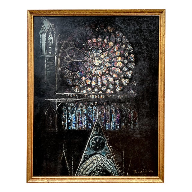 Vintage Strasbourg Cathedral Oil Painting, 1960, Oil Painting, Framed For Sale
