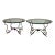 Italian Curly Gilt Iron and Thick Notched Glass Hollywood Regency Side Tables a Pair For Sale