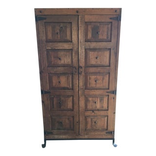 Contemporary Carved Wood Armoire For Sale