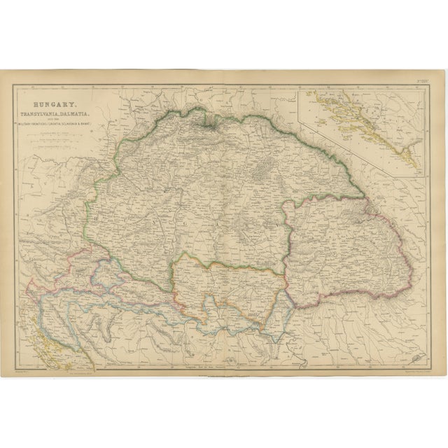 Antique Map of Hungary, Transylvania, Dalmatia and Croatia, 1860s For Sale - Image 9 of 9