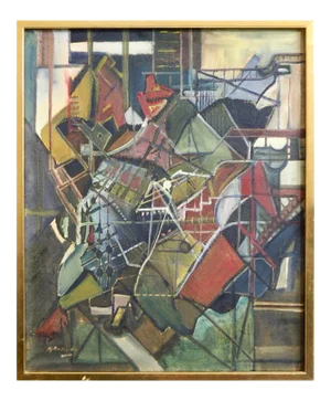 Cubist European Painting Oil on Canvas
