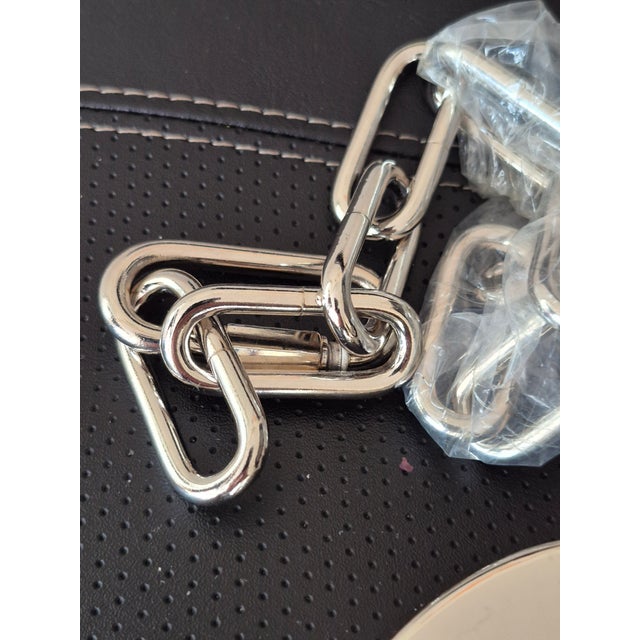 Vintage in box, unused heavy duty ceiling fixture mount with long chain. Shiny classic, elegant polished gold brass....