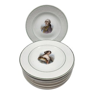 Saint Amand Earthenware Plates King Queens Favorites of France, Set of 12 For Sale