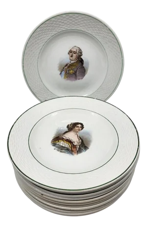 Saint Amand Earthenware Plates King Queens Favorites of France, Set of 12