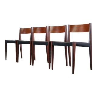 SET OF 4 Cado "PIA' Danish Modern Dining Chairs in Black For Sale