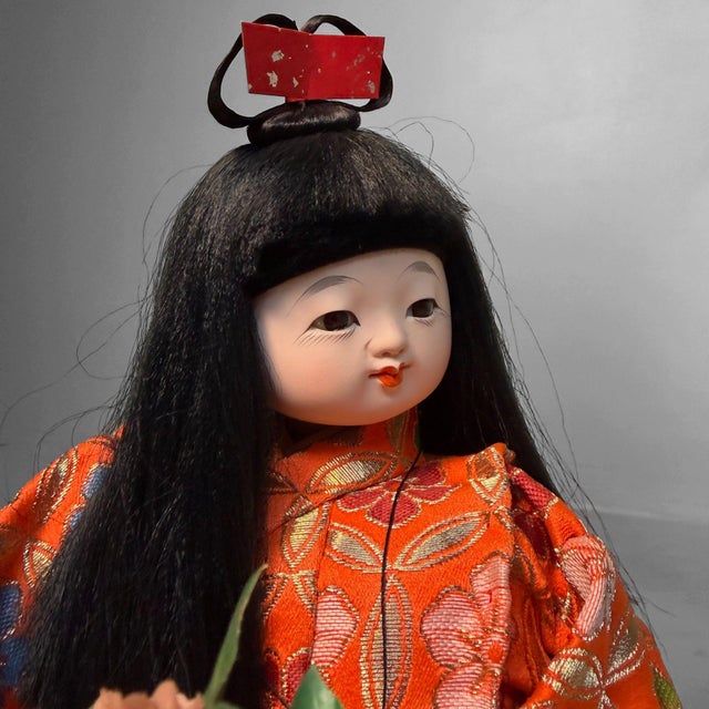 Japanese Ichimatsu Hanaguruma Flower Cart Doll Display, 1970s For Sale - Image 9 of 14