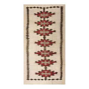 1930s Rustic Beige Field Geometric Antique American Navajo Flatweave Wool Rug
