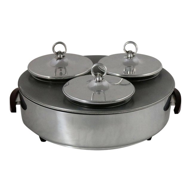 Mid 20th Century Mid Century Modern Triple Buffet Food Warmer and Server Electric by Buenilum For Sale