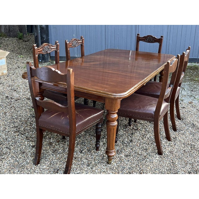 Victorian Extendable Dining Table and Chairs in Mahogany, Set of 7 For Sale - Image 4 of 18