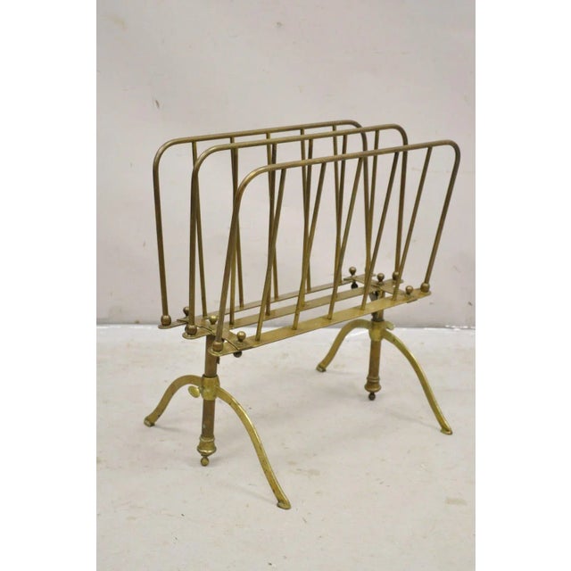 Mid 20th Century Vintage A. Ravenel Paris French Mid Century Modern Brass Magazine Rack Stand For Sale - Image 9 of 12