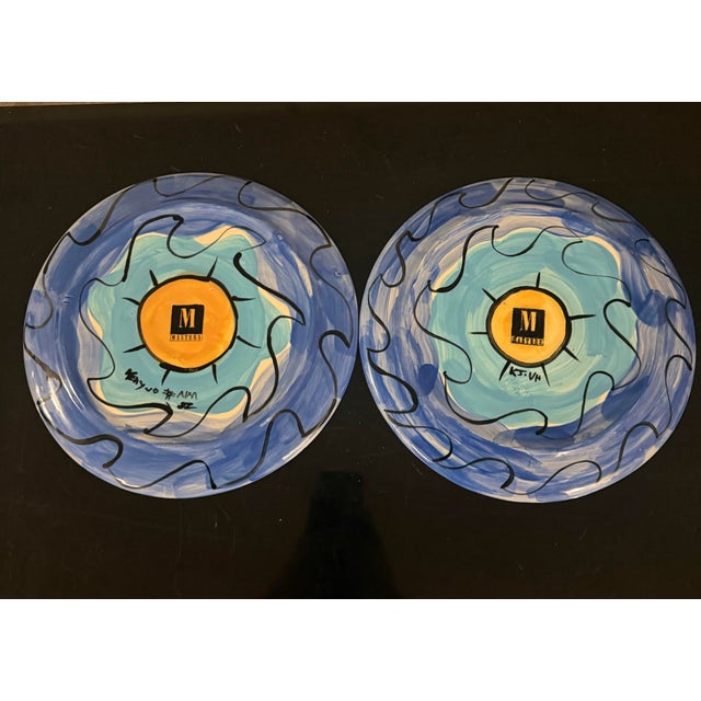 Masters Pottery Plate Colorful Signed By Artist 12in Lot Of 2 made in Italy Both plates are in excellent condition no...