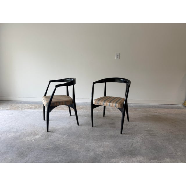 Mid Century Danish Modern Ebonzied Lawrence Peabody Dining Chair Set for Craft Associates For Sale - Image 12 of 12