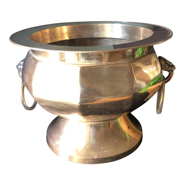 Solid Brass Large Vase With Ringlets Details Chairish