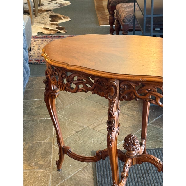 Brown Italian Hand Carved Walnut Side Table For Sale - Image 8 of 12