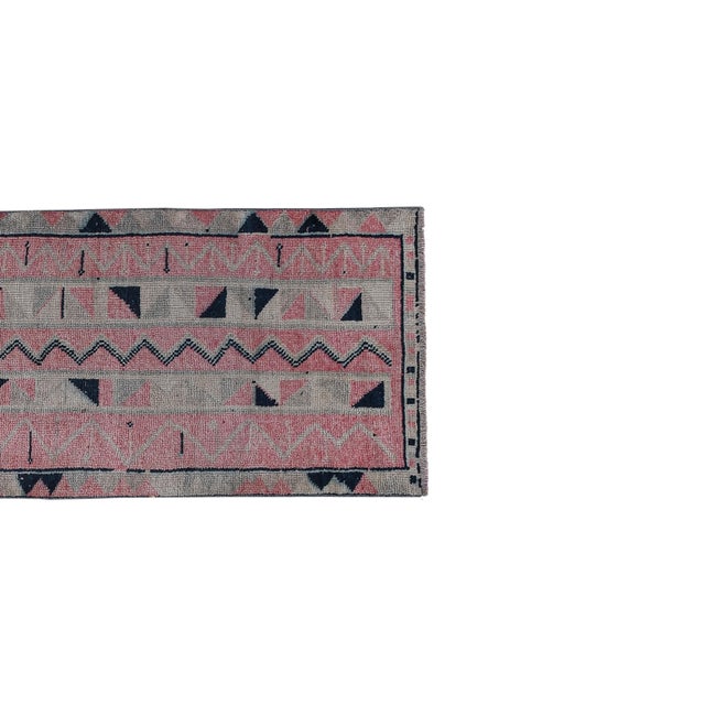 Mid-Century Modern 1960s Vintage Faded Herki Runner Rug 3'1'' X 9'8'' For Sale - Image 3 of 10